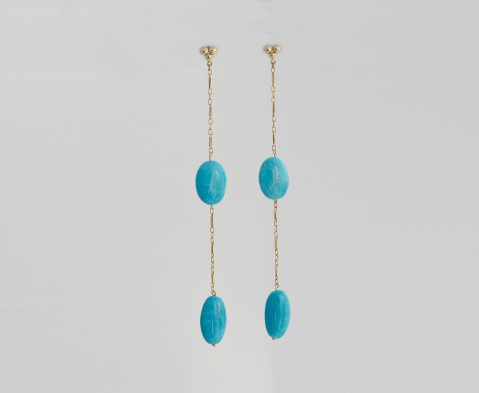 double-turquoise-&-gold-earrings