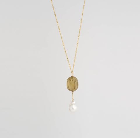 antique-citrine-pendant,-pearl-&-gold-chain