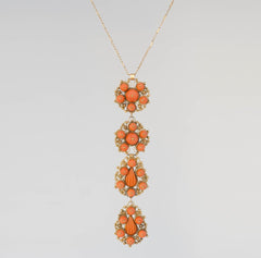 antique-coral-&-gold-filigree-pendant-&-chain