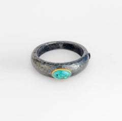 dome-turquoise,-silver-&-gold-bracelet